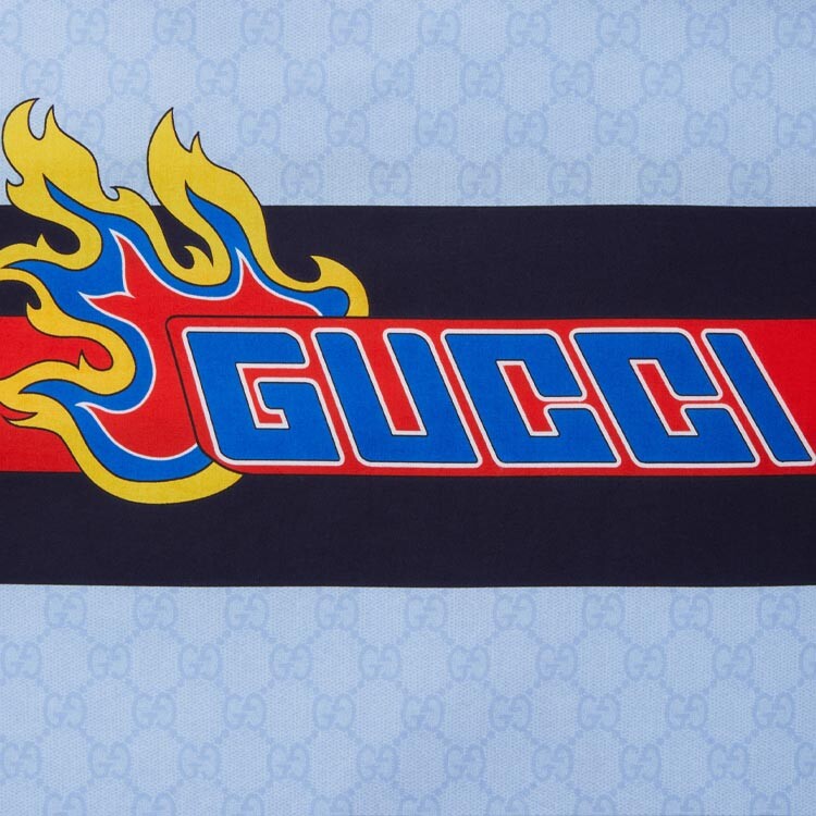 Китайская новогодняя рубашка для мужчин светло-голубого цвета Gucci, светло-голубой — фото 3