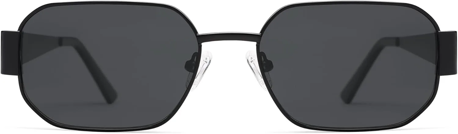 

Солнцезащитные очки AMOMOMA в стиле ретро, ​​прямоугольные, для женщин, 90-е, Y2K, узкие квадратные, металлическая оправа, поляризованные, AM6641, Black/Grey