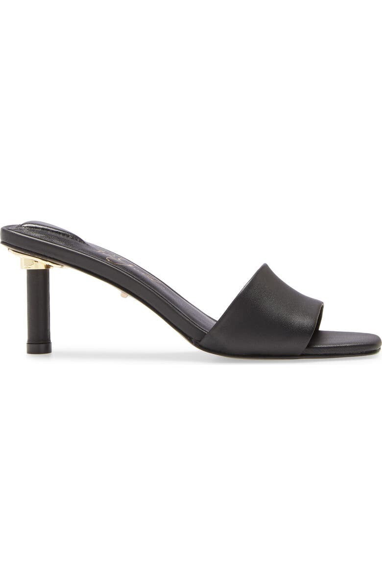 42 Gold Lilith Sandals Women's Black Leather Square Toe Stiletto Heel JOBB281 — фото 2