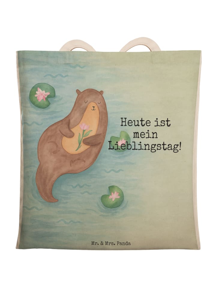 

Mr. & Mrs. Panda Сумка с изображением выдры и водяной лилии, надпись белого цвета