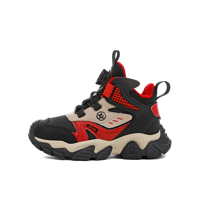 Детские уличные кроссовки mid-top из искусственной кожи с противоскользящей подошвой, защитой от ударов и термоизоляцией Jeep, Deep Sea Blue-Thickened and Fleece-Lined — фото 3