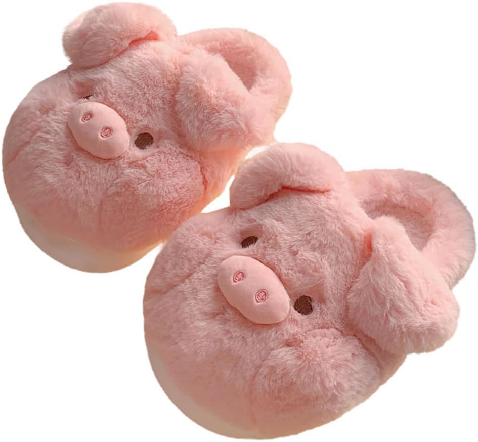 

HiGropcore милые пушистые тапочки для женщин и мужчин с рисунком мультяшных животных, удобные и теплые домашние тапочки, F - Cute Pig