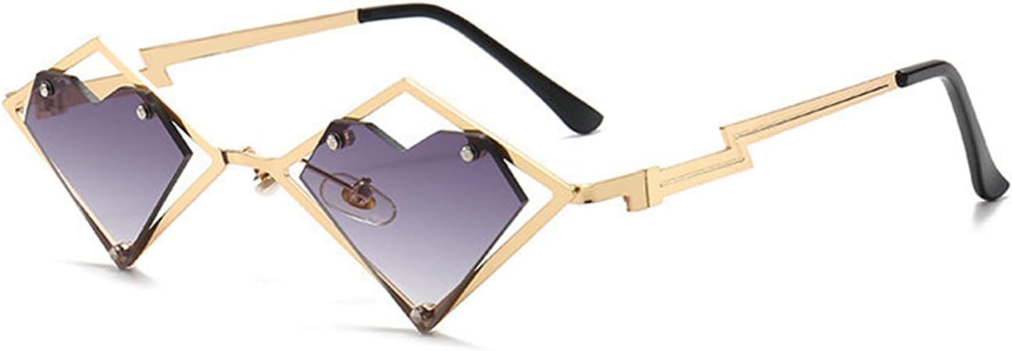 

Солнцезащитные очки без оправы Helena Love Heart, винтажные, конфетного цвета, женские, с полой оправой, панк-очки, для вечеринок, с защитой от УФ-излучения UV400, Gray