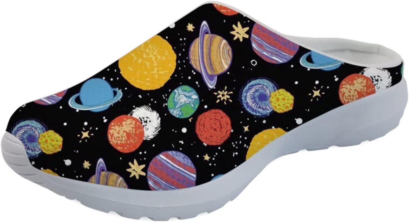 

Женские слипоны-мюли Forchrinse с милым Санта-Клаусом, мужские садовые сабо, сетчатые прогулочные туфли для повседневной носки, работы и спортзала, Colorful Planet