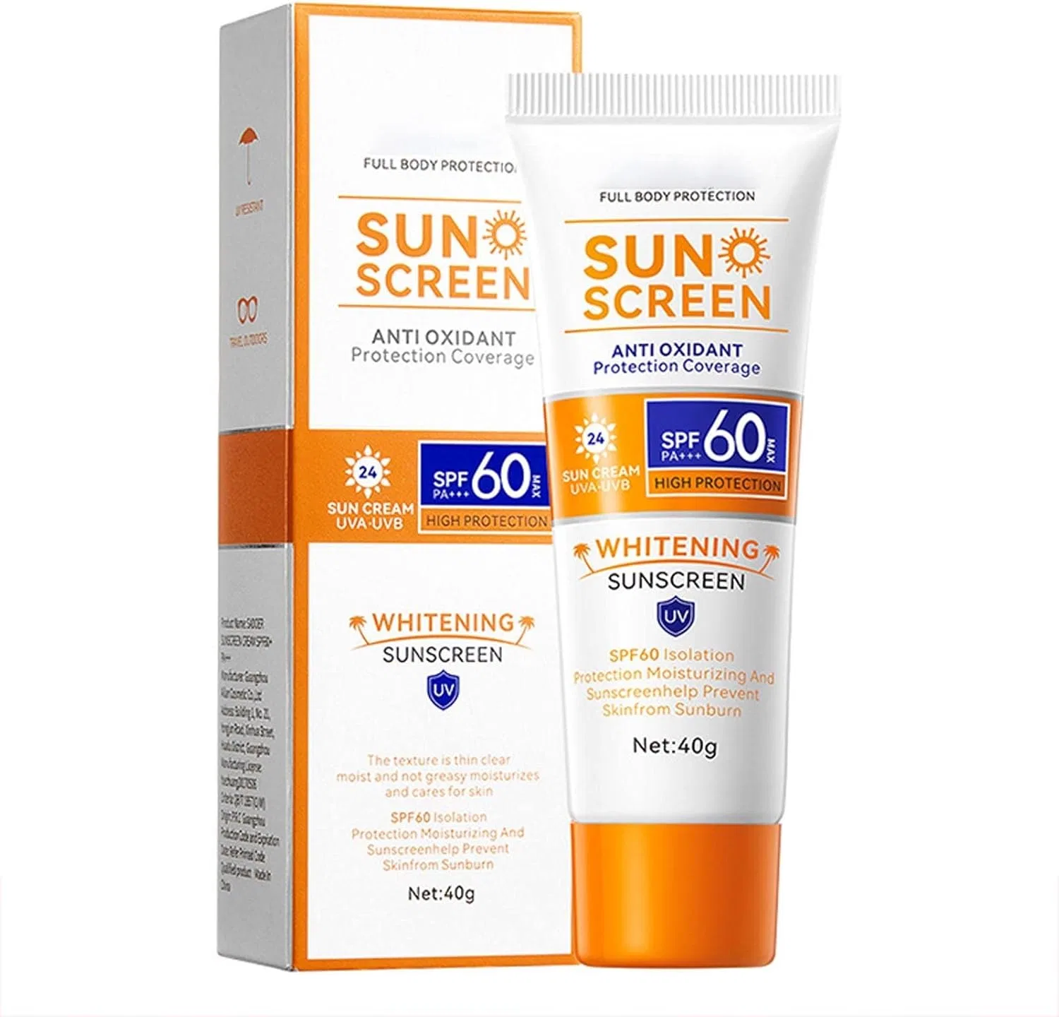 Солнцезащитный крем SPF 60+ Long Lasting Anti-Aging Moisturizer от Generic, белый, 58 г