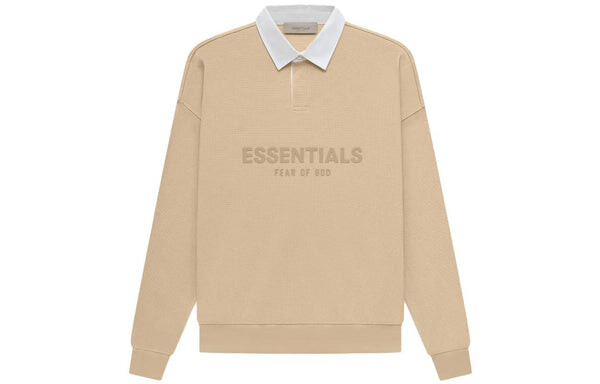 Рубашка ss23 waffle long sleeve polo shirt 'sand' Fear Of God Essentials, коричневый — фото 2