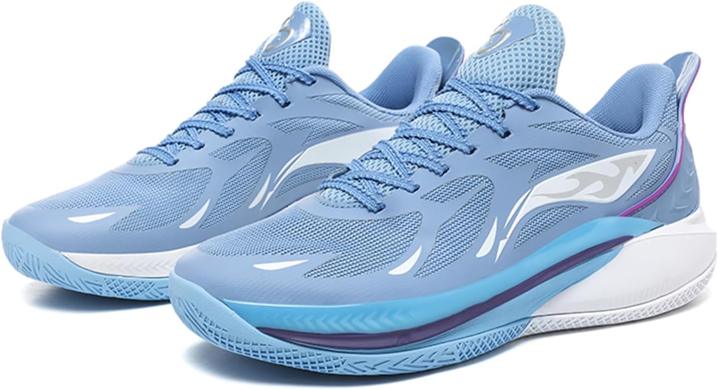 

Мужские средние кеды с дышащей сеткой, шнуровкой, модным дизайном, толстой подошвой, противоскользящей амортизацией и легкие баскетбольные кроссовки, подходящие для упражнений, бега и езды на велосипеде Qaoterod, синий