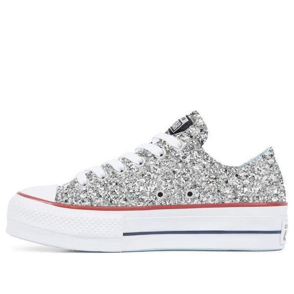 Кроссовки chiara ferragni x chuck taylor all star lift ox 'silver red' Converse, серебряный