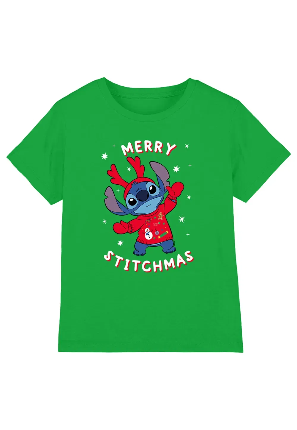 Детская футболка Lilo and Stitch Merry Stitchmas Disney, темно-зеленый