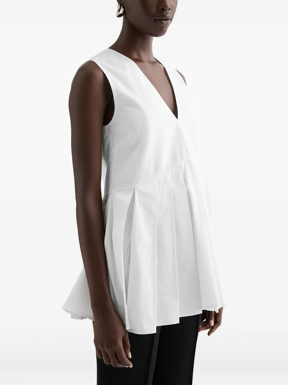 Поплиновый топ со складками Jil Sander, белый — фото 3