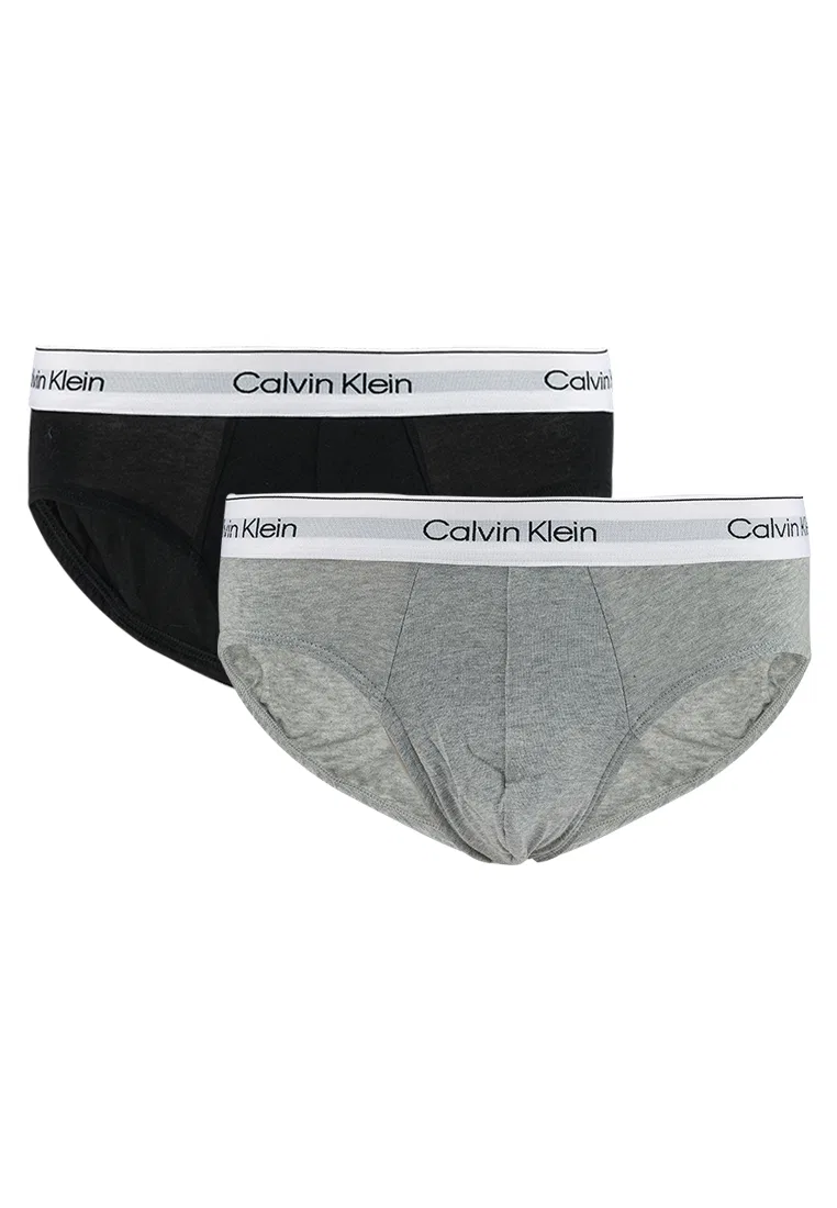 Трусы, хлопковые, Modern Cotton, 2 пары Calvin Klein, черный/серый