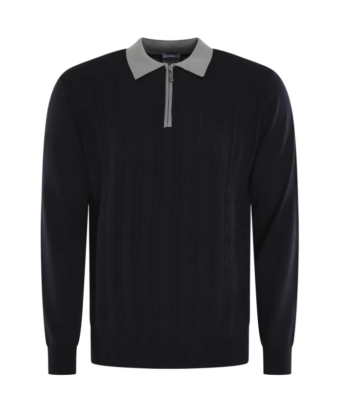 

Поло с застежкой-молнией до середины груди, синее. Pal Zileri, синий