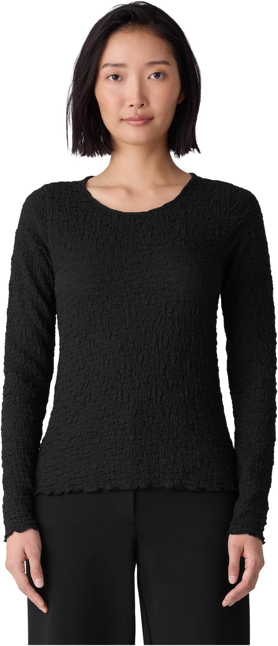 

Топ Eileen Fisher Bubble Jacquard Round Neck Top, черный