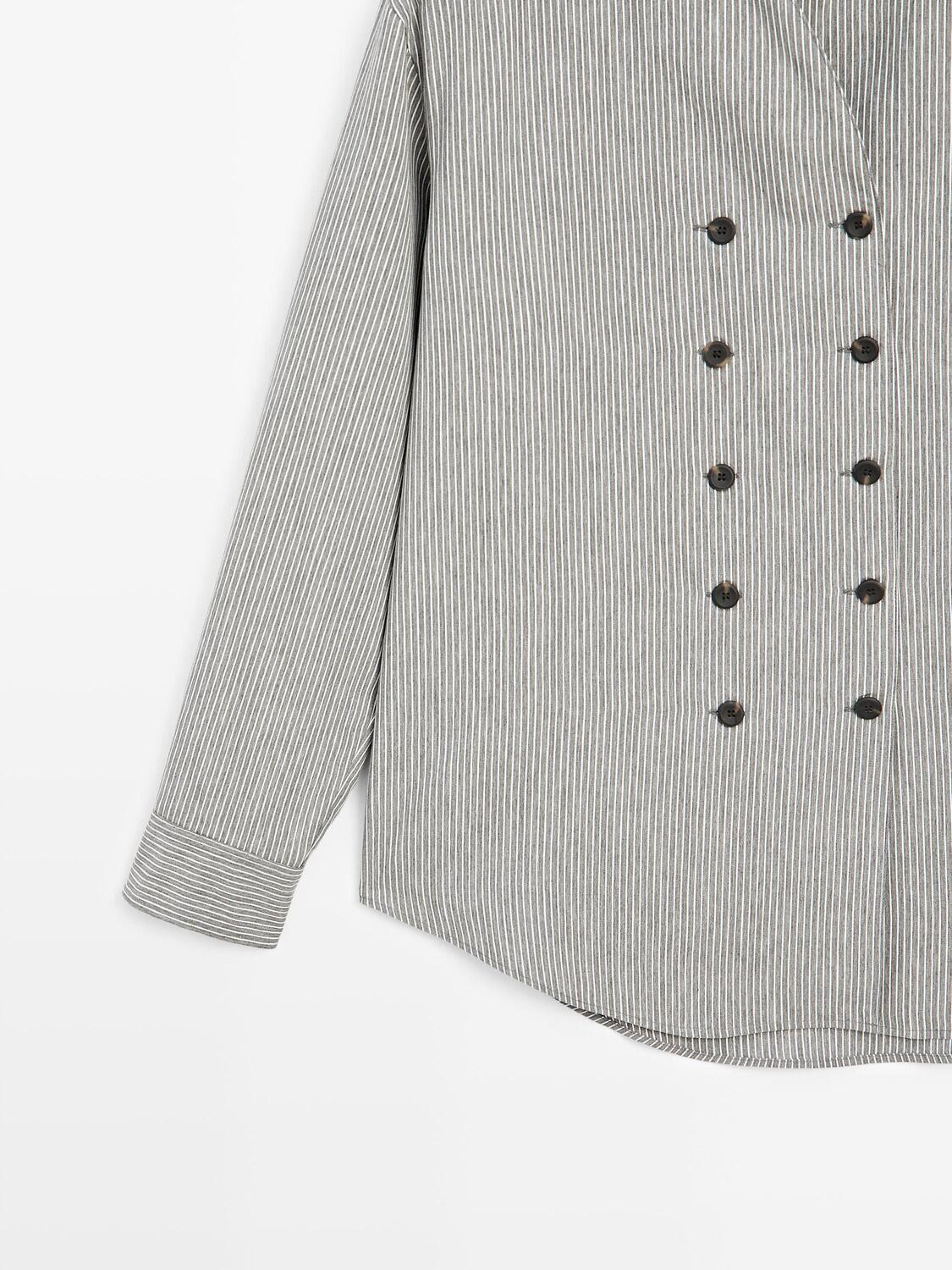 Летящая рубашка в полоску с деталями пуговиц Massimo Dutti, grey — фото 4