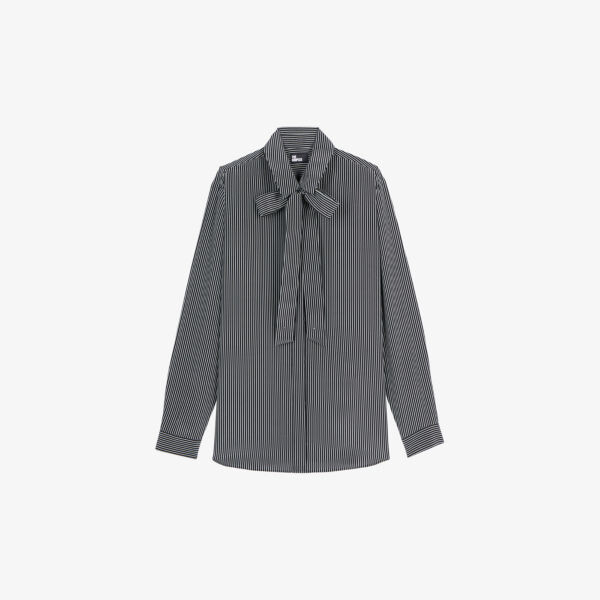 

Шелковая рубашка со съемным воротником-лавальером The Kooples, черный