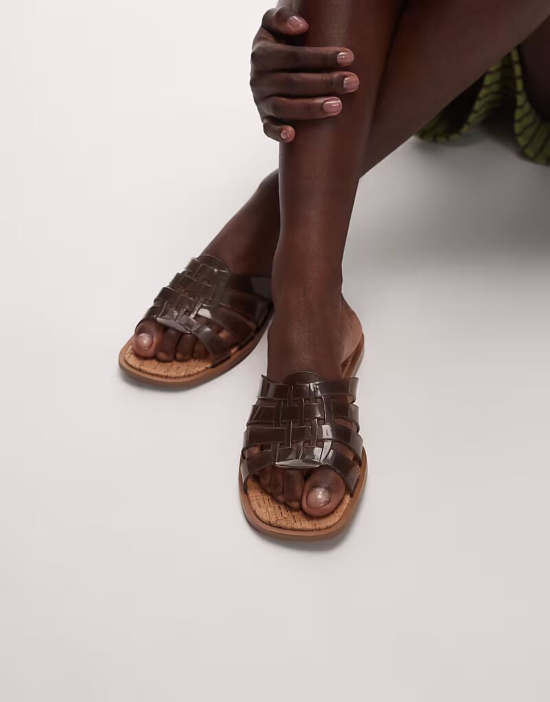 Сандалии Topshop Kris jelly flat в дымчато-сером цвете