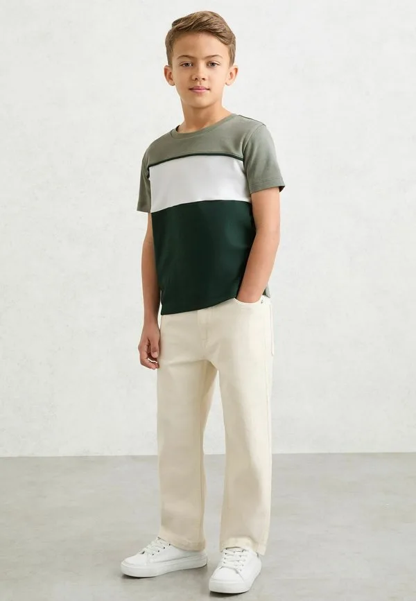 Футболка cole с цветовым блоком Reiss, Dark Green Sage Off White