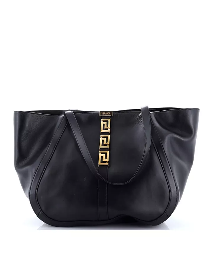 

Большая кожаная сумка-тоут Greca Goddess Pre-Owned Versace, черный