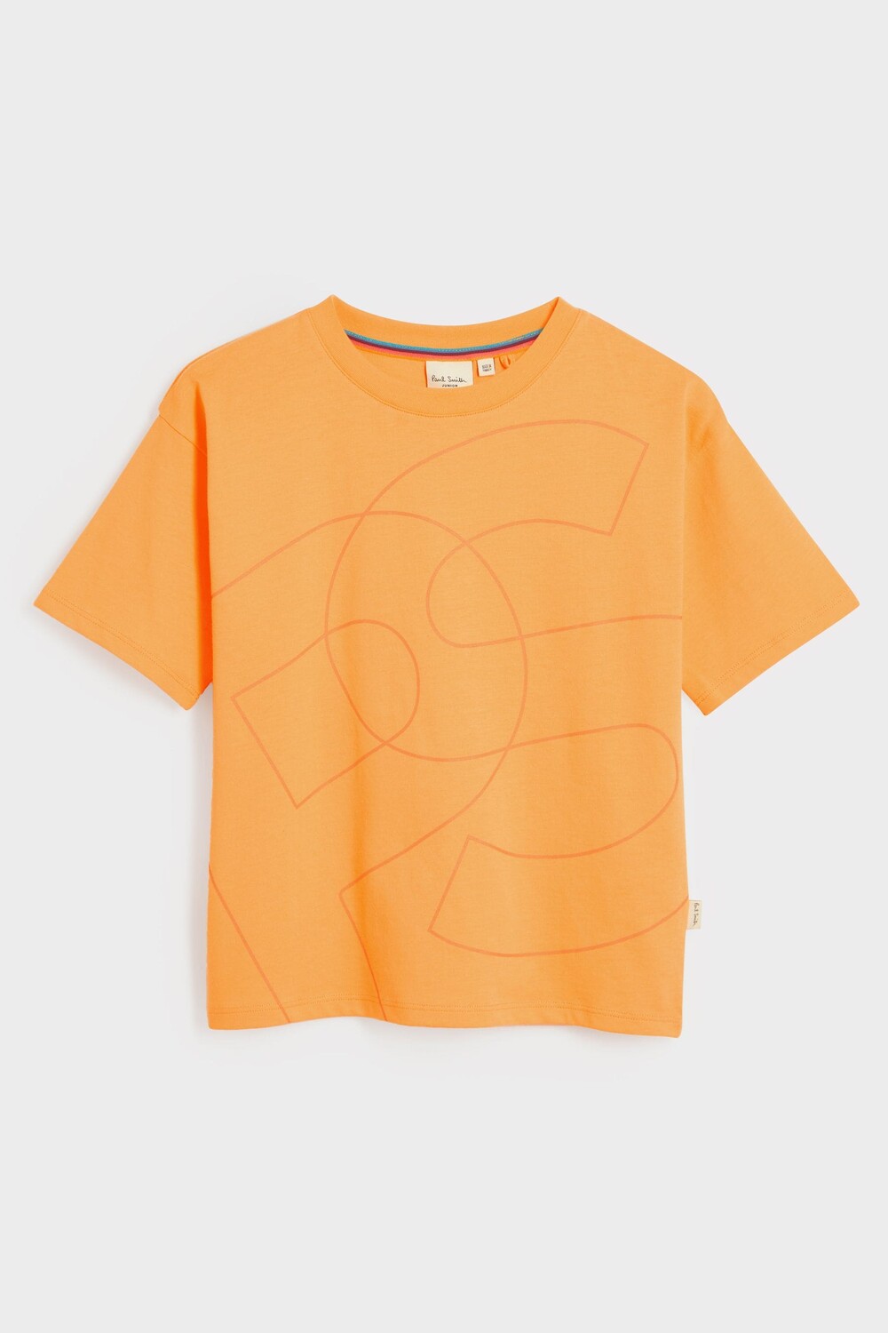 

Футболка PS для мальчика объемного кроя короткими рукавами и принтом Paul Smith Junior, оранжевый