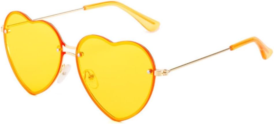

Женские солнцезащитные очки в форме сердца с тонированными линзами, конфетного цвета, прозрачные, без оправы, защита от ультрафиолета UV400 (2027) MTZJH, Orange Yellow