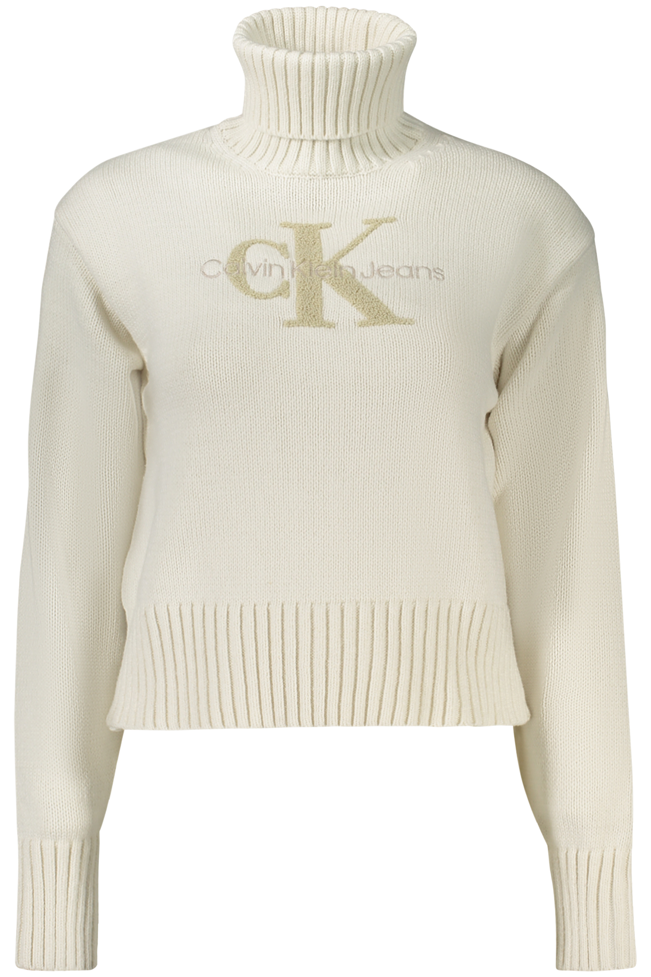 

Женский свитер Calvin Klein с высоким воротом и логотипом бренда, белый