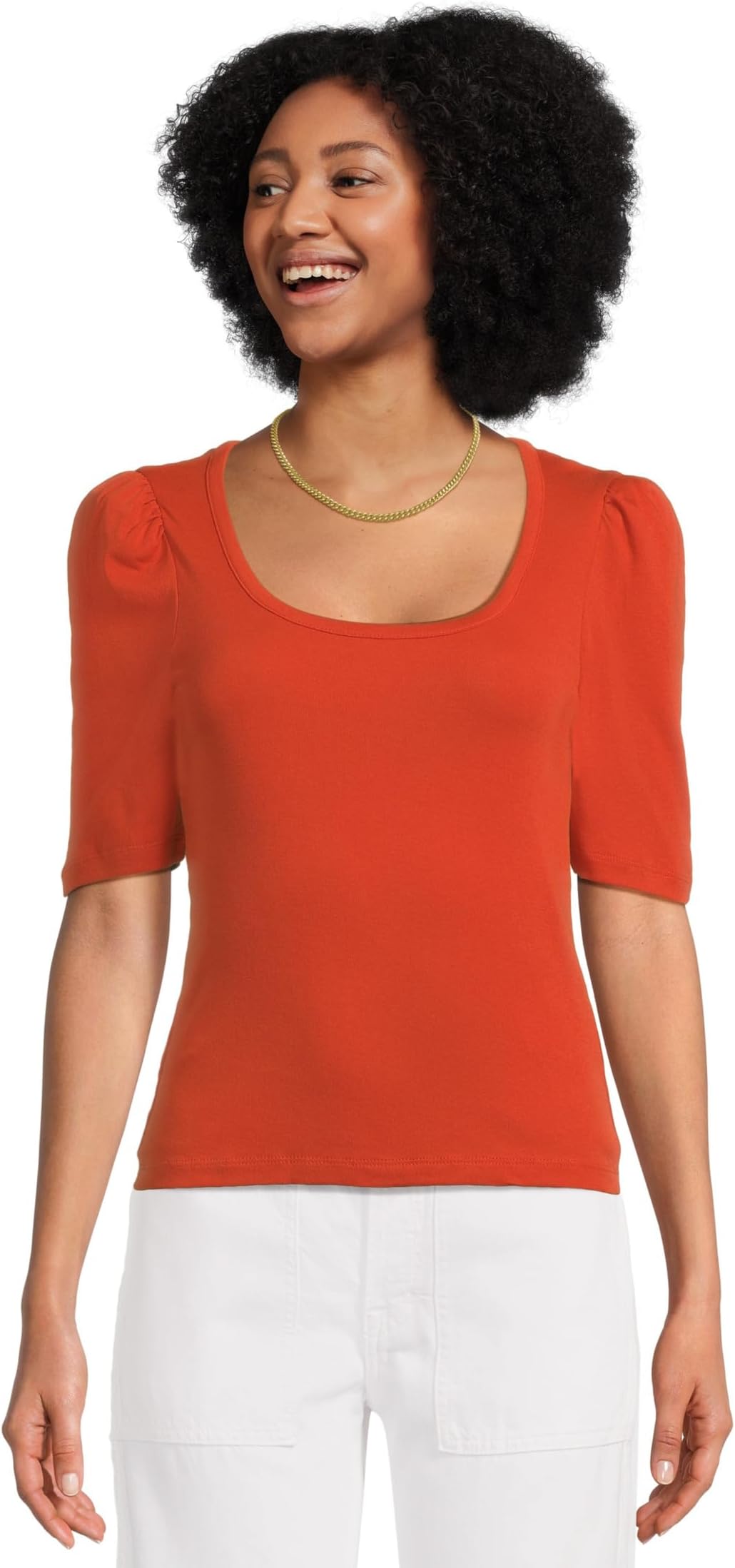 

Футболка Madewell Scoop Neck Puff Tee, цвет Rustic Flame