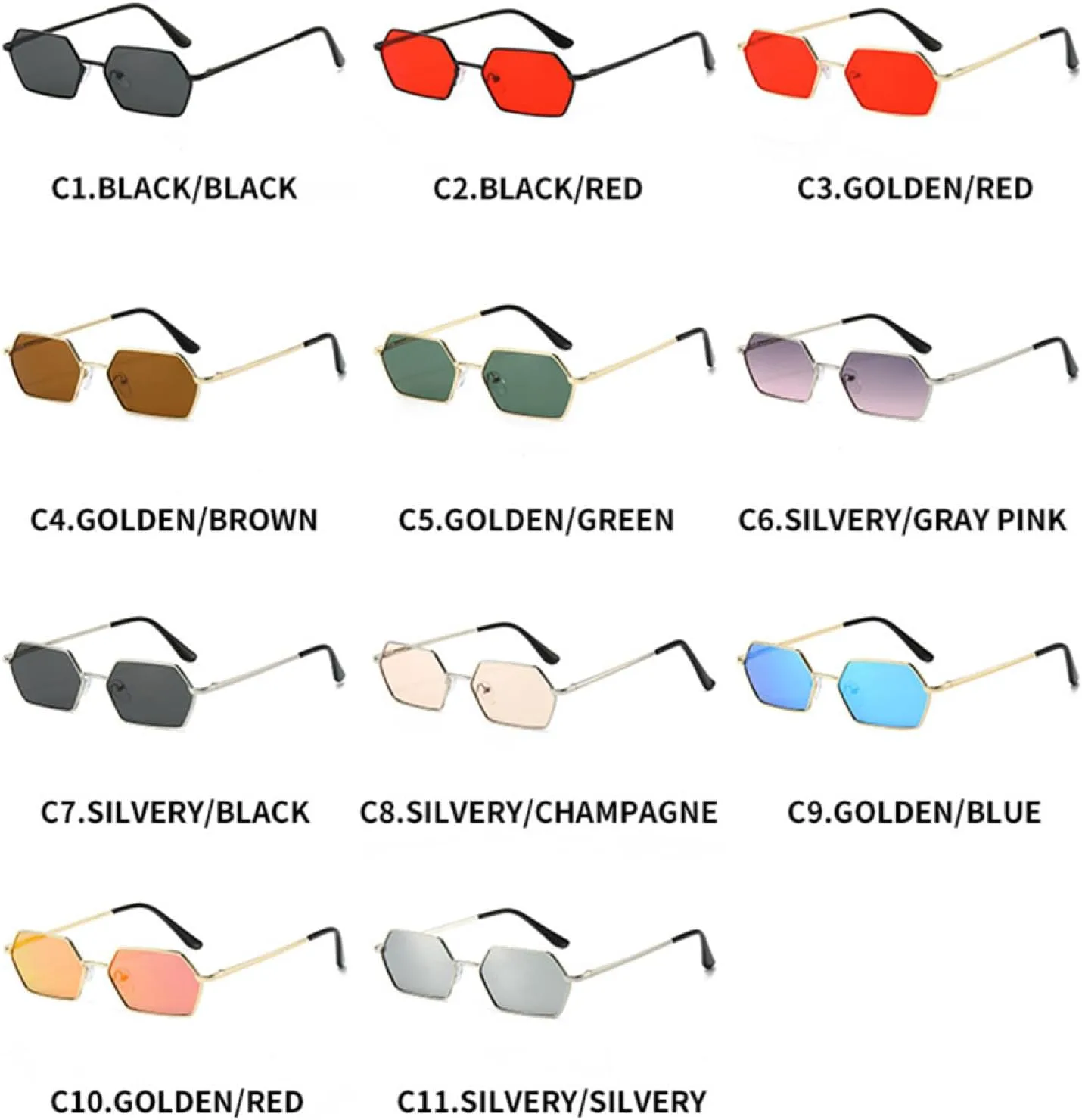 

Маленькие панк-солнцезащитные очки для женщин и мужчин в винтажном стиле с металлической оправой, класса люкс, защита от УФ-излучения UV400 TOIPASTN, Black Red