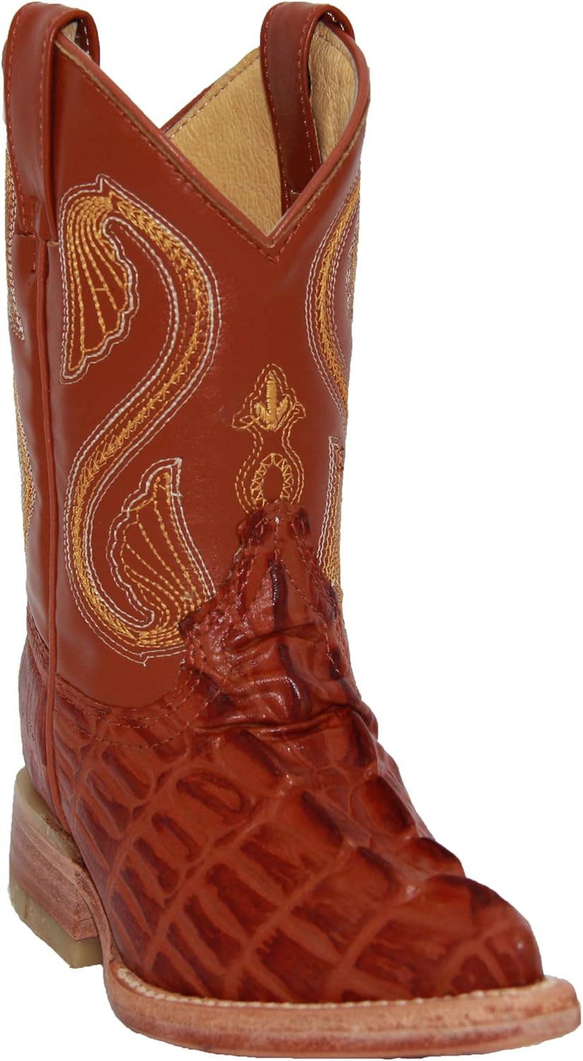 

Детские сапоги в стиле Дикий Запад с принтом крокодила и аллигатора для малышей и маленьких детей The Western Shops, Cognac Snip Toe