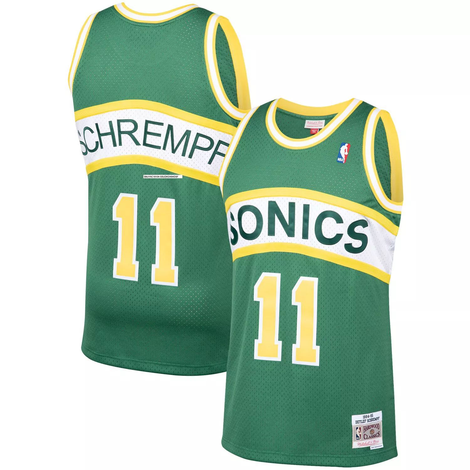 

Мужское джерси Mitchell & Ness Detlef Schrempf Green Seattle SuperSonics 1994-95 Hardwood Classics Swingman Player