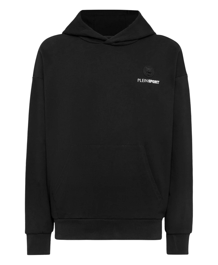 

Толстовка с капюшоном оверсайз, размер LS, царапина Plein Sport, черный