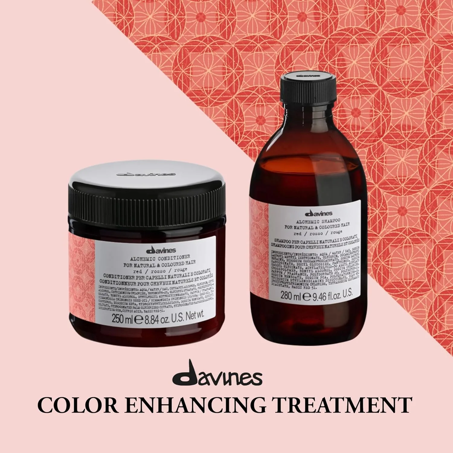 Шампунь Davines Alchemic, безопасное очищение для окрашенных волос, 6 ярких оттенков для придания блеска и интенсивности цвета, 273 мл., Red — фото 2