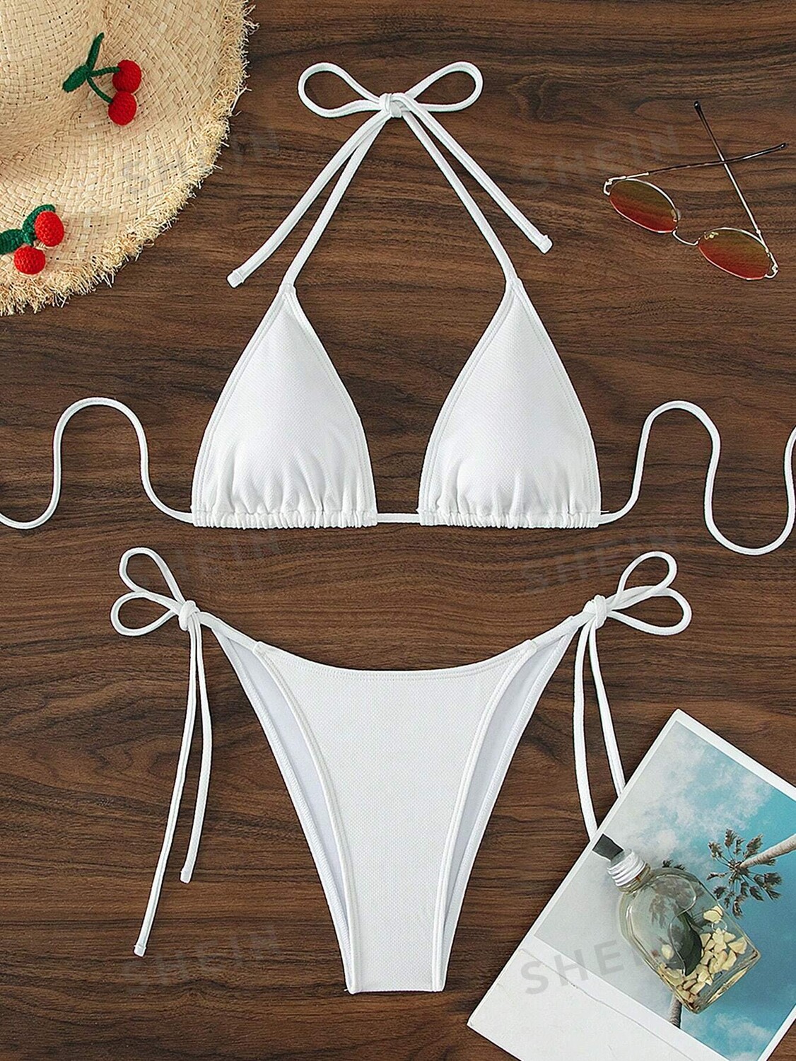 

Купальник Shein Swim Basics с разрезом на шее, белый