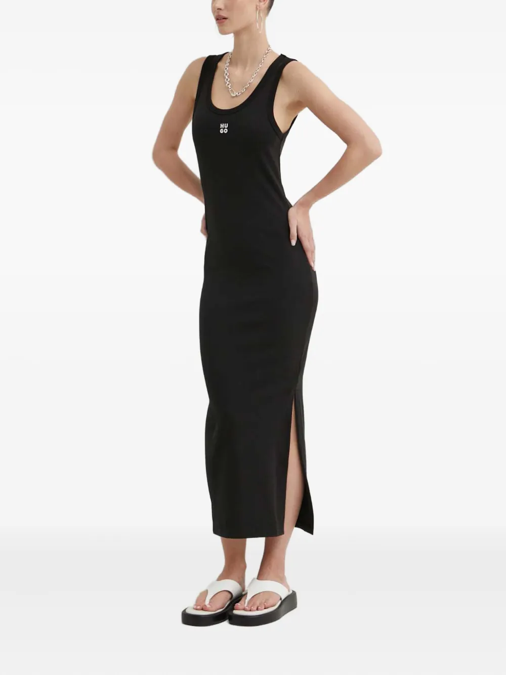 

Миди-платье с разрезом сбоку Hugo, черный