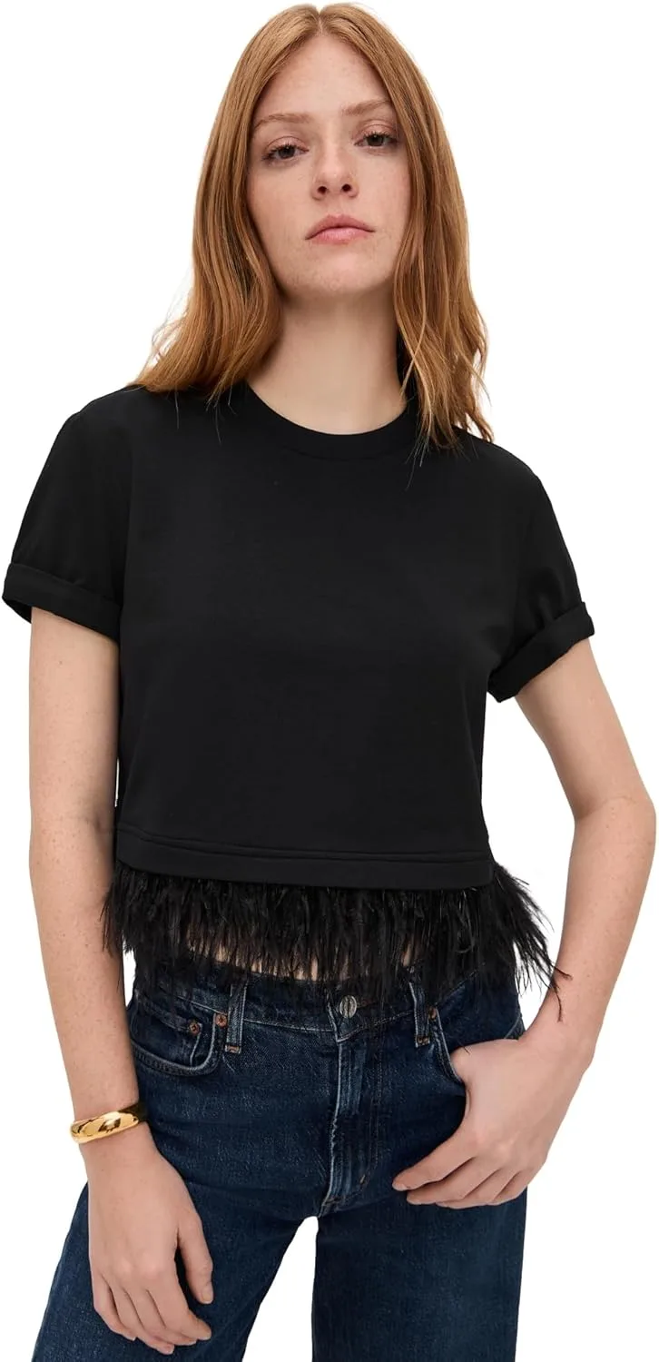 

Cinq à Sept Женская Короткая Футболка с Перьями