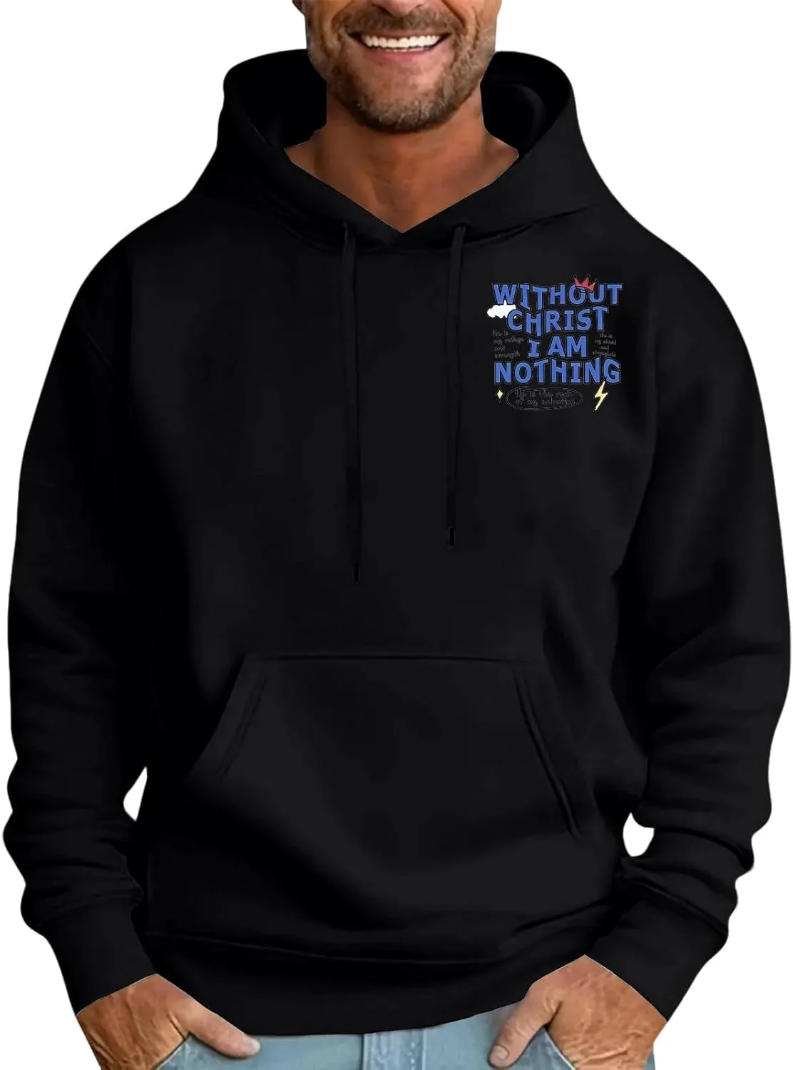 

Графический худи FQZWONG для мужчин, с длинными рукавами и карманом