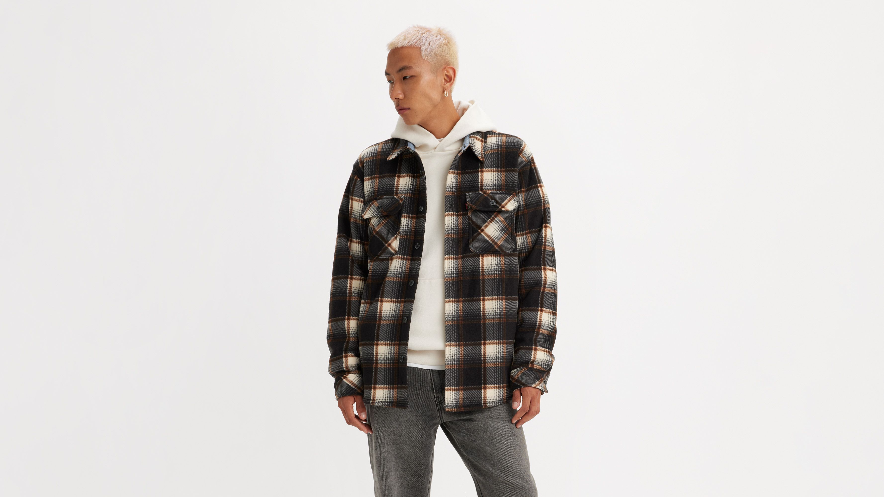 

Рубашка из микрофлиса с шерпой Levi's, цвет Brown Combo - Multi-Color