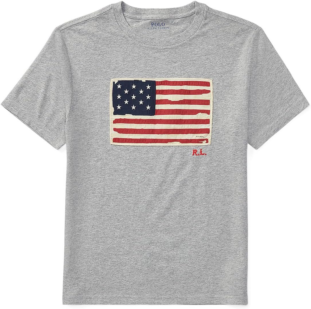 

Футболка Polo Ralph Lauren Kids Flag Cotton Jersey Tee, цвет Andover Heather