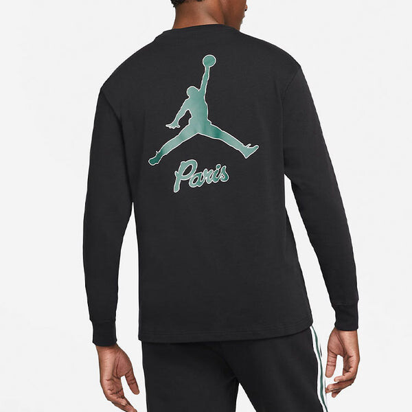 Толстовка Men's Air Jordan Paris Saint-Germain Casual Alphabet Printing Round Neck Long Sleeves Black, черный — фото 4