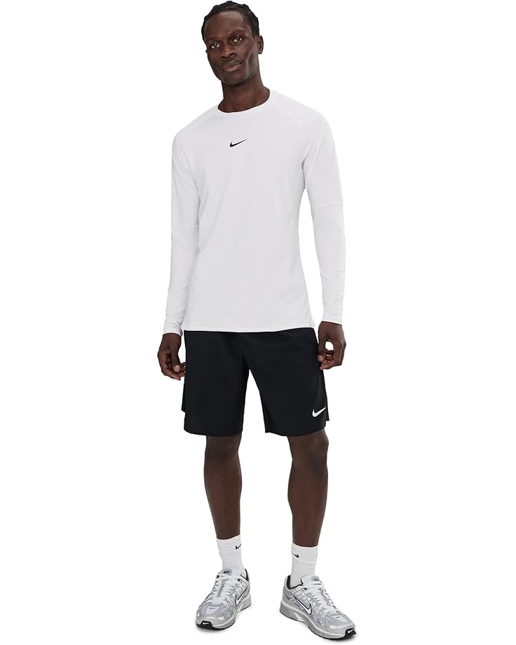 Мужская футболка Nike Pro Top Warm Long Sleeve Crew, White/Black — фото 2