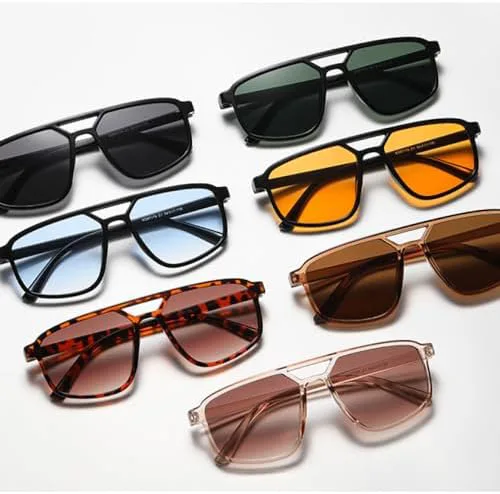 

Винтажные солнцезащитные очки в маленькой квадратной оправе для женщин и мужчин, модные солнцезащитные очки с двойной перемычкой, стильные женские очки MTZJH, Blue