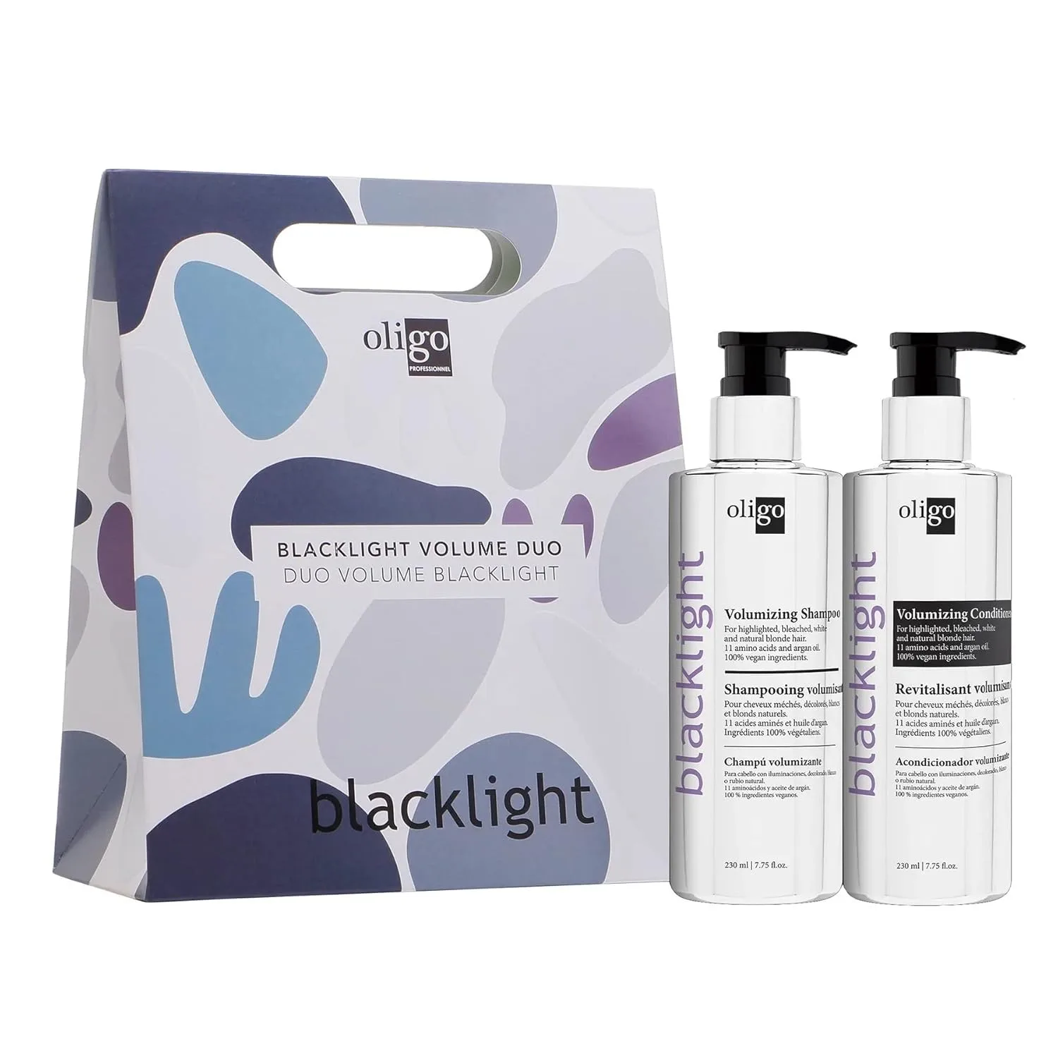 Oligo Professionnel шампунь и кондиционер Blacklight Volume для блондинок, без сульфатов, веган, для окрашенных волос, увлажняющая и объемная формула с аргановым маслом, 220 г — фото 2