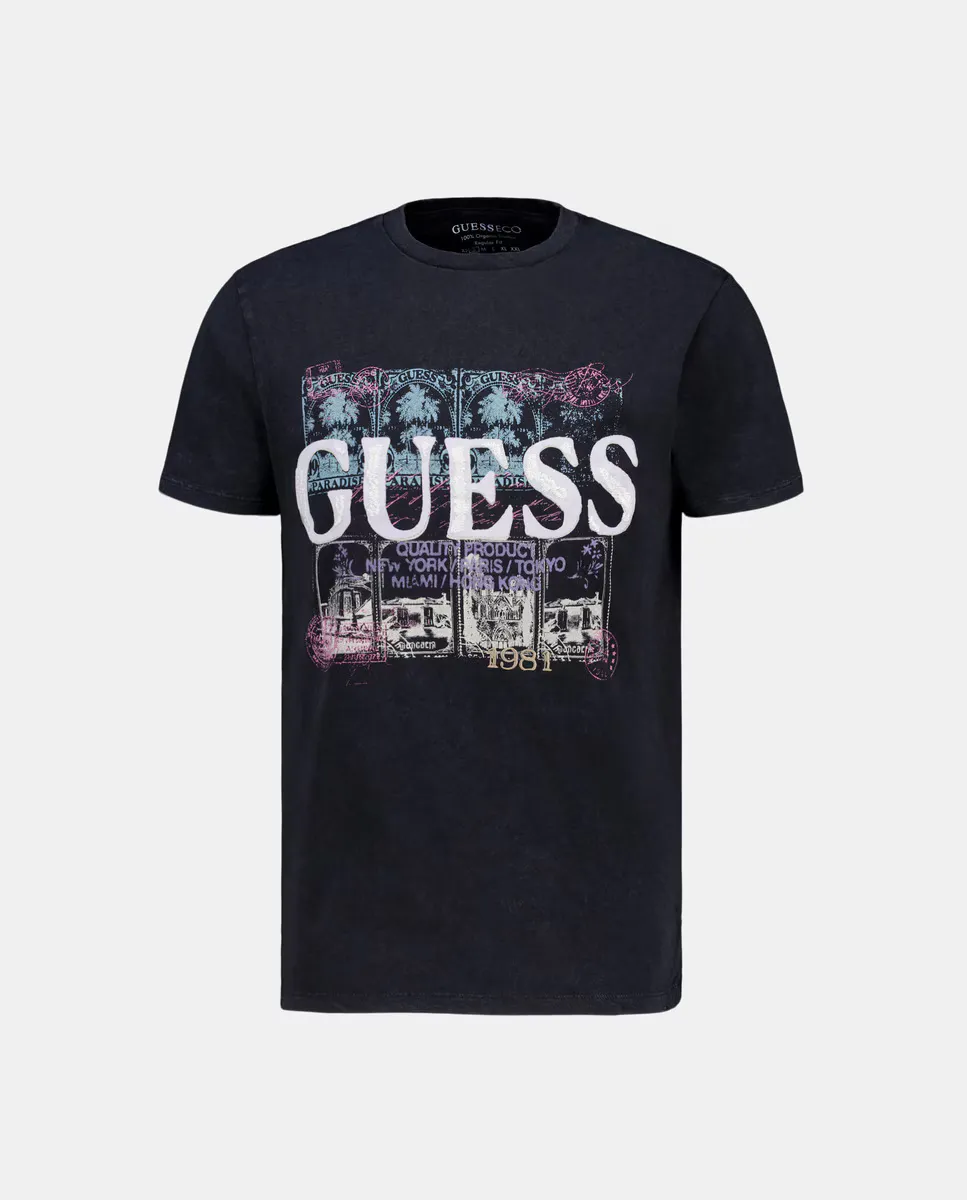 

Мужская футболка с логотипом спереди Guess, черный