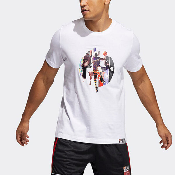 Футболка hdn abstract t basketball sports printing loose short sleeve white Adidas, белый — фото 3