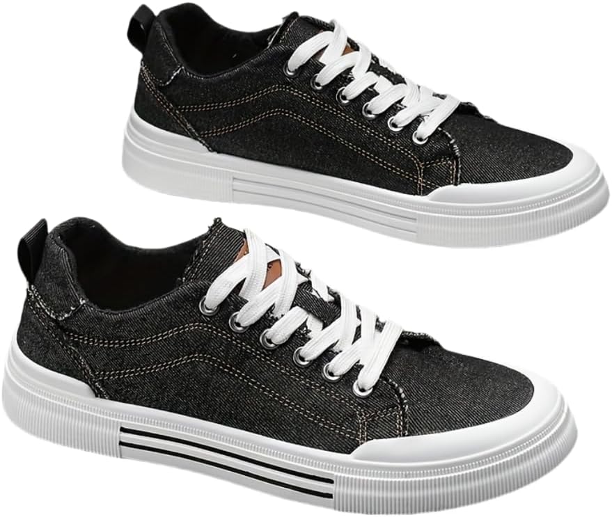 

Мужские повседневные скейтбордистские кроссовки из дышащей, модной джинсовой ткани из весенней коллекции, идеально подходят для повседневной носки или занятий спортом Hhhchpm, черный