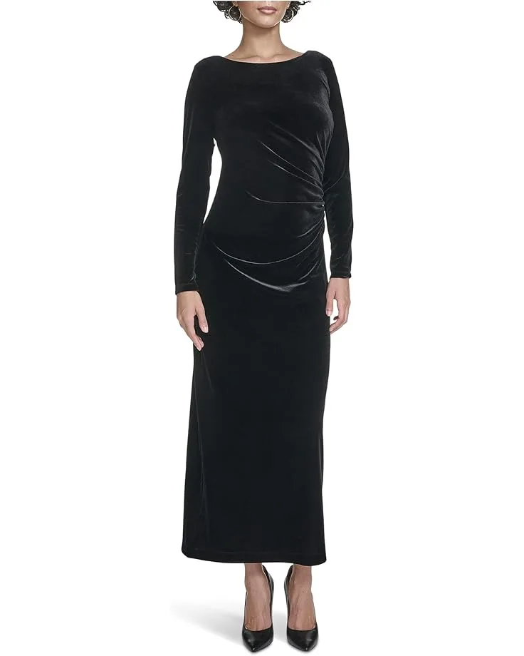 Платье Calvin Klein Velvet Long Sleeve Maxi, Black