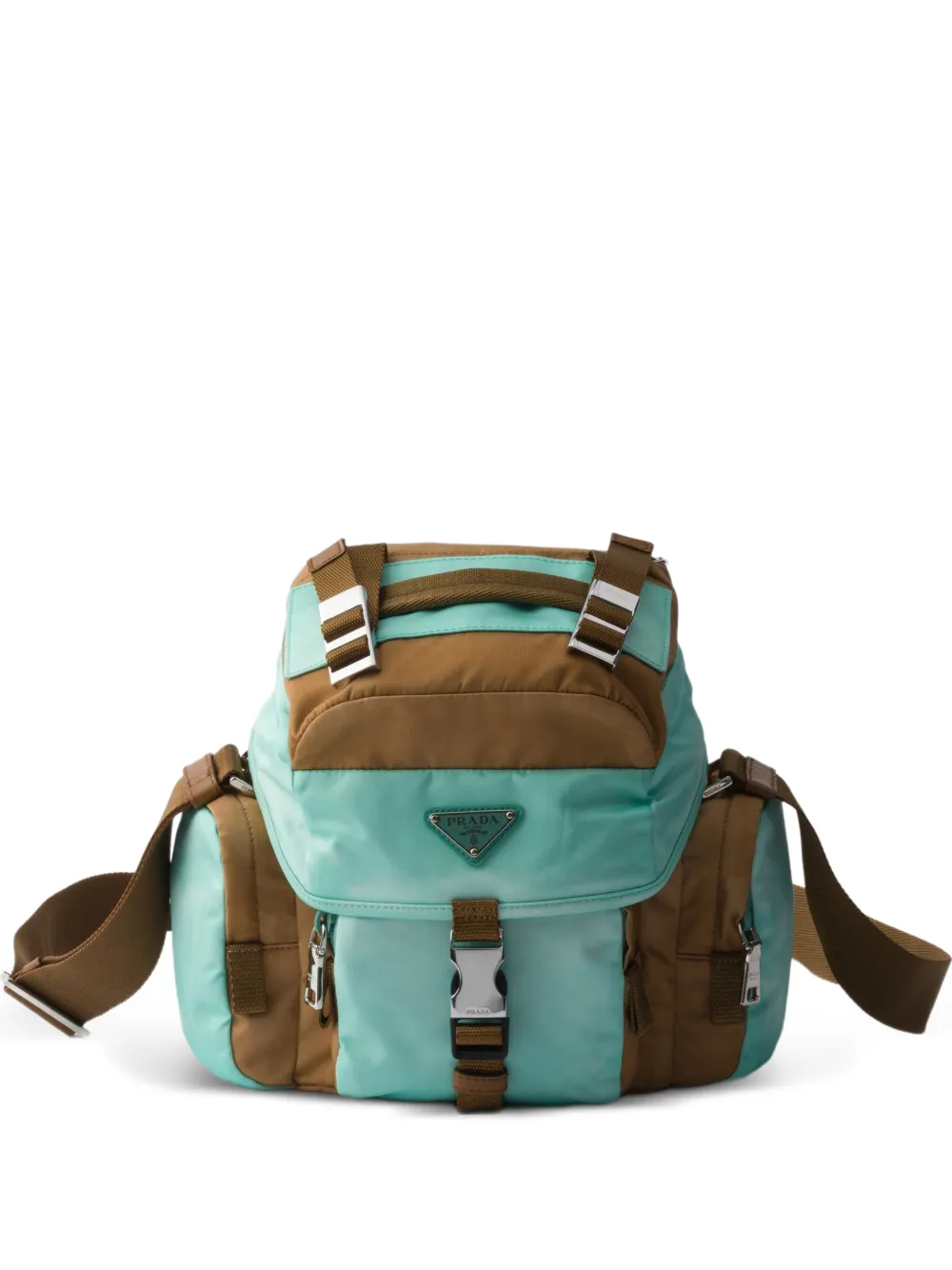 

Дутая сумка на плечо с клапаном Prada, коричневый