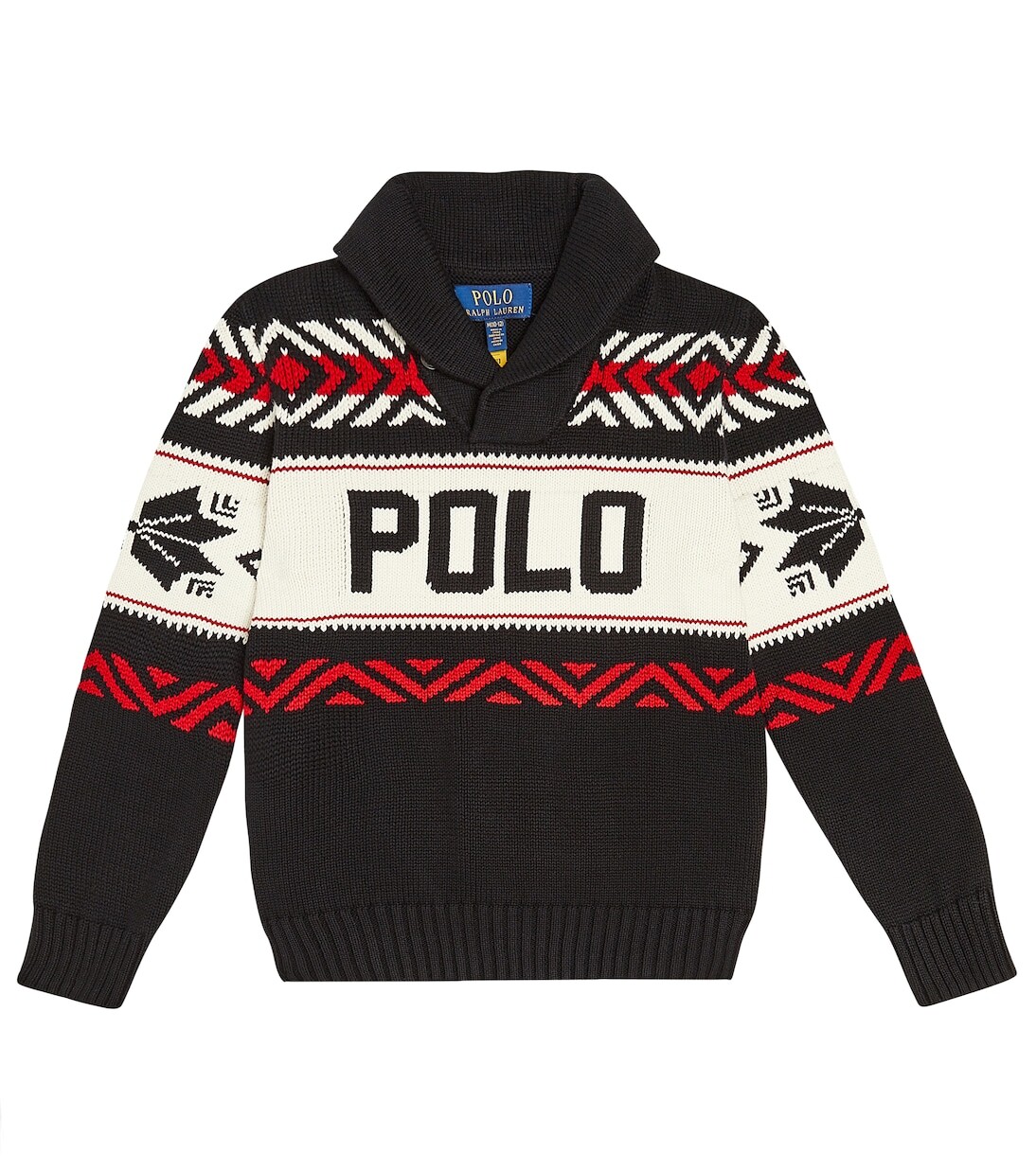 

Хлопковый свитер вязки интарсия с логотипом Polo Ralph Lauren Kids, мультиколор