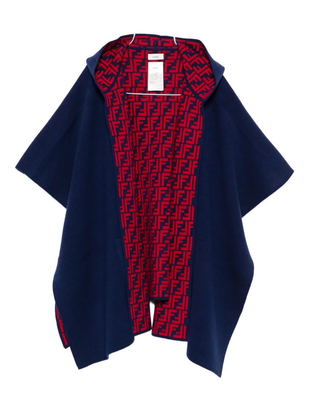 

Кейп с капюшоном и логотипом ff FENDI KIDS, синий