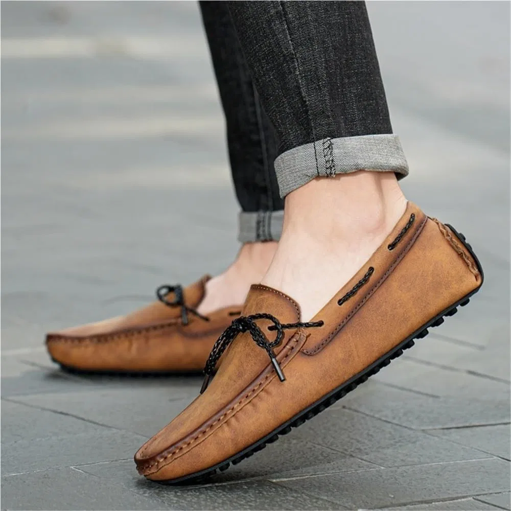 Лоферы мужские из экокожи, без бренда, Brown DHFIRUFSHLO — фото 3