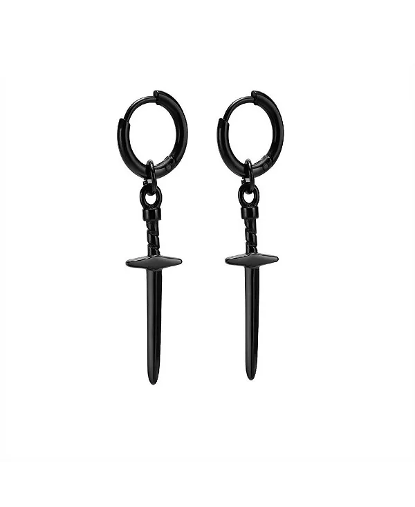 

Серьги-Кольца с подвеской в виде меча из нержавеющей стали - черное покрытие Metallo, black